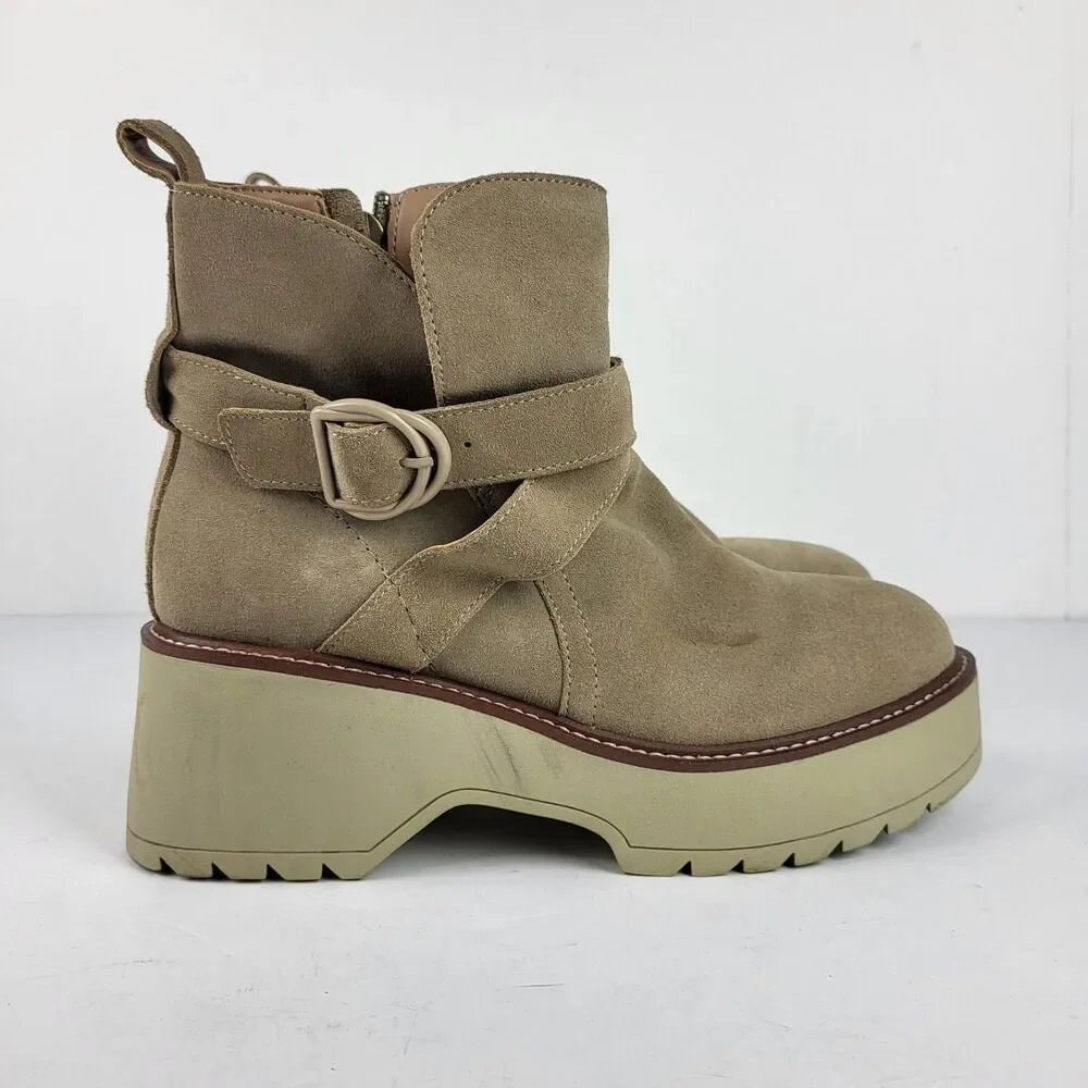 Blondo Giovanni Waterproof Platform Ankle Boots Beige Size 9M